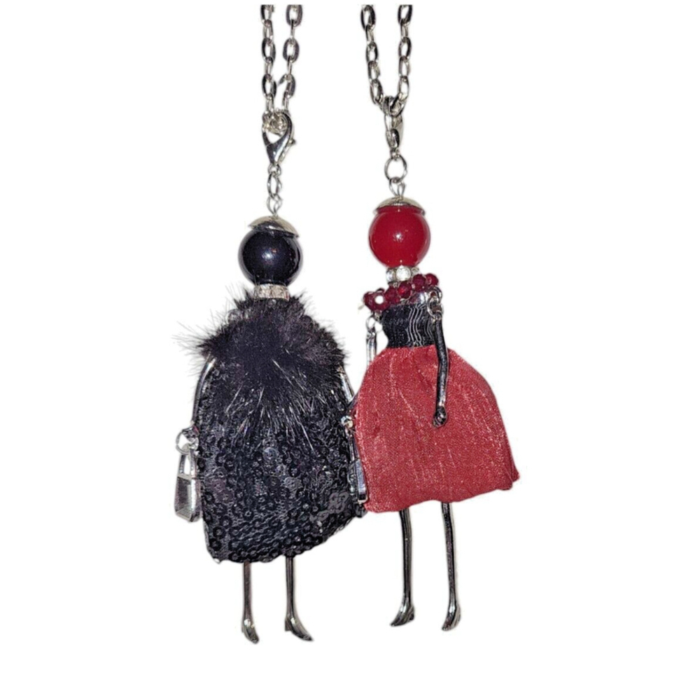 Key Tassel Leather Bag Women 2 Keychain Charm Ring Holder Fashion Girl Pendant